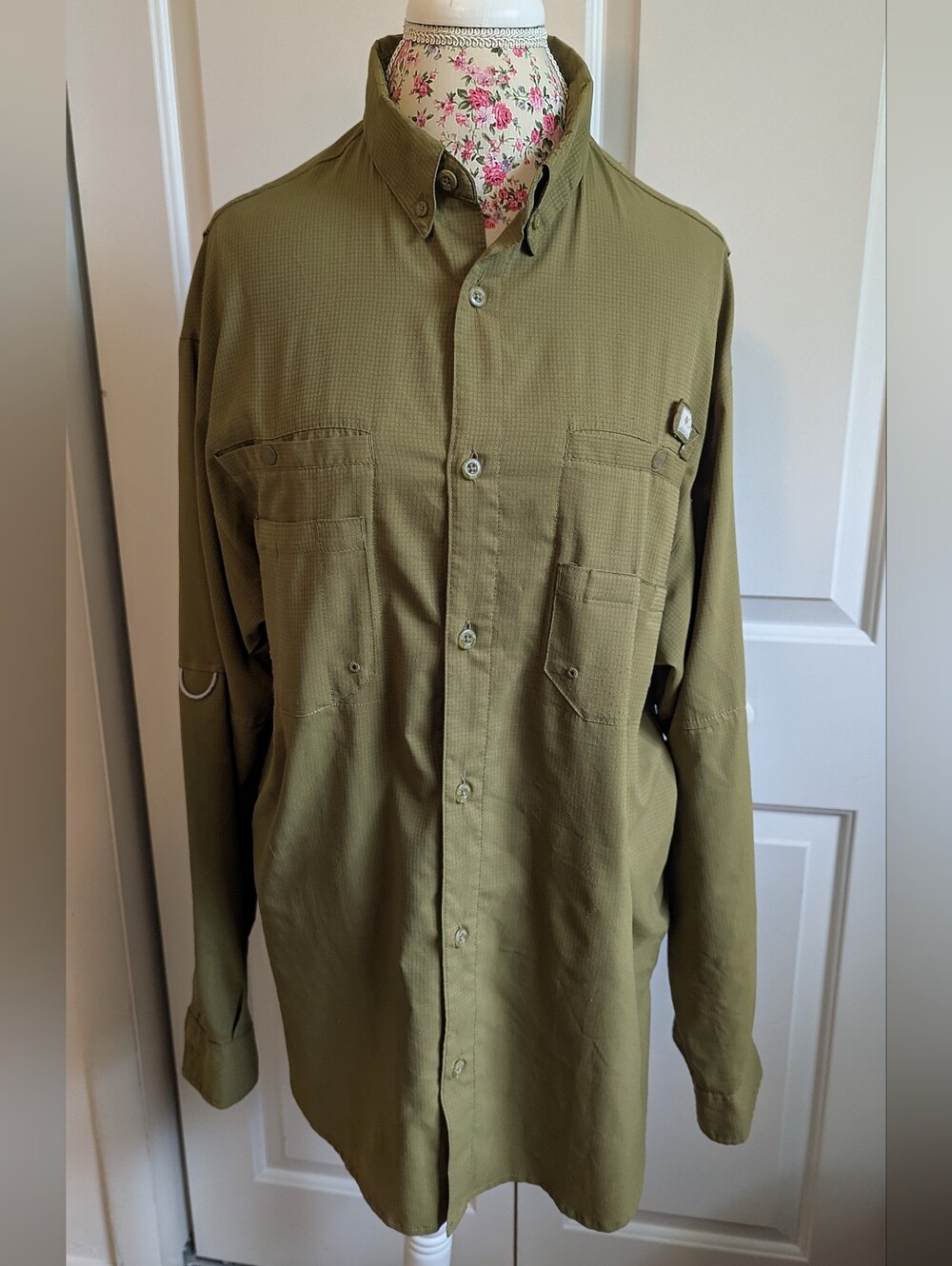 (1) Columbia PFG Tamiami Long Sleeve Shirt Omni-Shade Green Large Fishing Gear